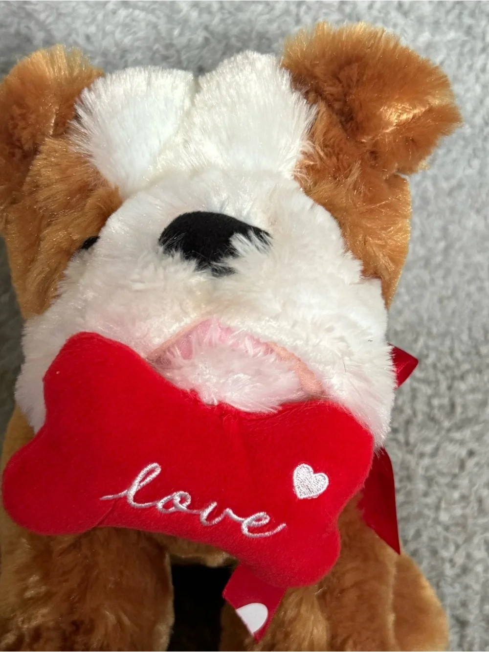 Kellytoy Bulldog Plush 12” Brown Dog Puppy Valentines Stuffed Animal Soft Toy